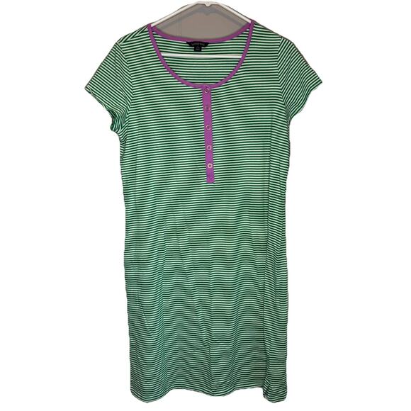 Lands End Womens  Sz L 14-16 Preppy Summer Striped Dress/ Swim Cover Size - Picture 1 of 8